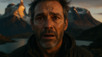 A man in his 40s has an emotional, life-changing moment of awe while on a bucket list adventure trip in the mountains.