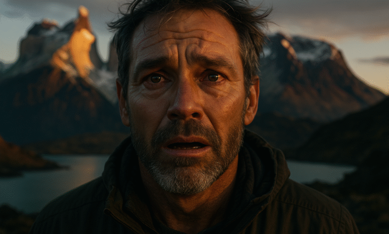 A man in his 40s has an emotional, life-changing moment of awe while on a bucket list adventure trip in the mountains.