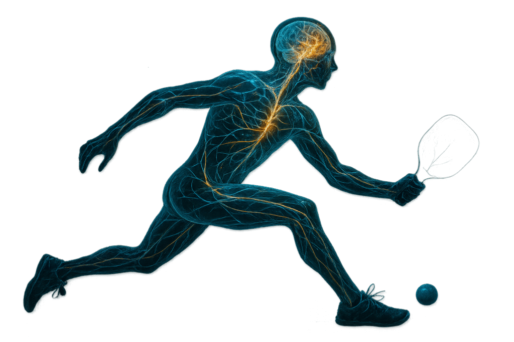 Medical diagram of the brain highlighting the prefrontal cortex and hippocampus, key areas stimulated by pickleball.
