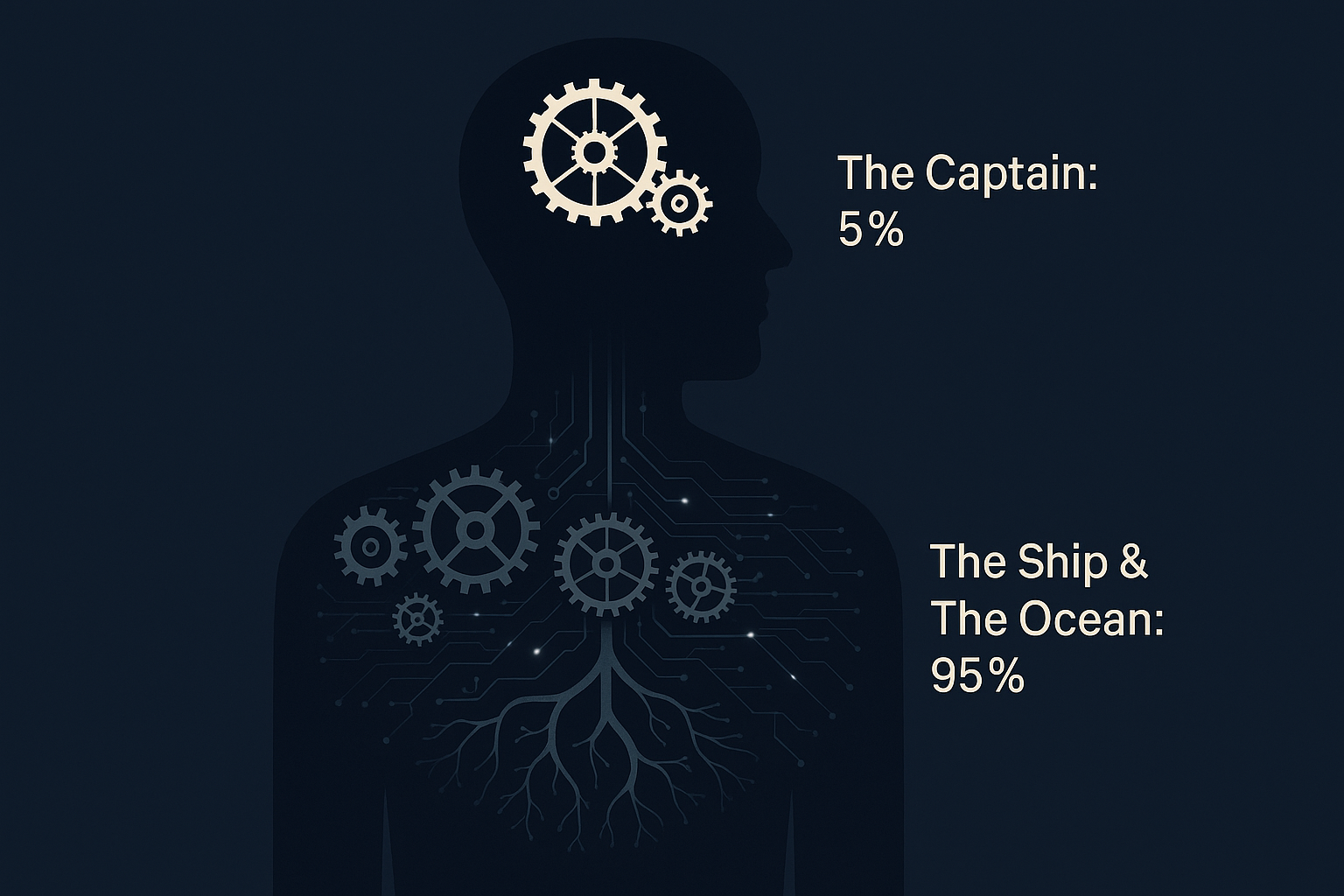 An infographic showing the conscious mind as 5% and the subconscious mind as the powerful 95% engine, based on Joseph Murphy's teachings.