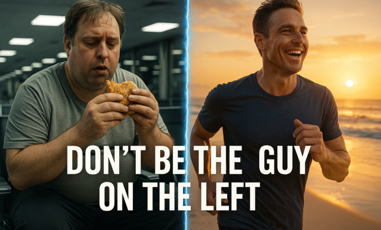 A fit, healthy man in his late 40s confidently packing a suitcase with workout gear and healthy snacks for his trip.