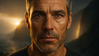 A man in his late 40s with a look of profound vitality, representing the life-changing benefits of a wellness retreat for men over 40.
