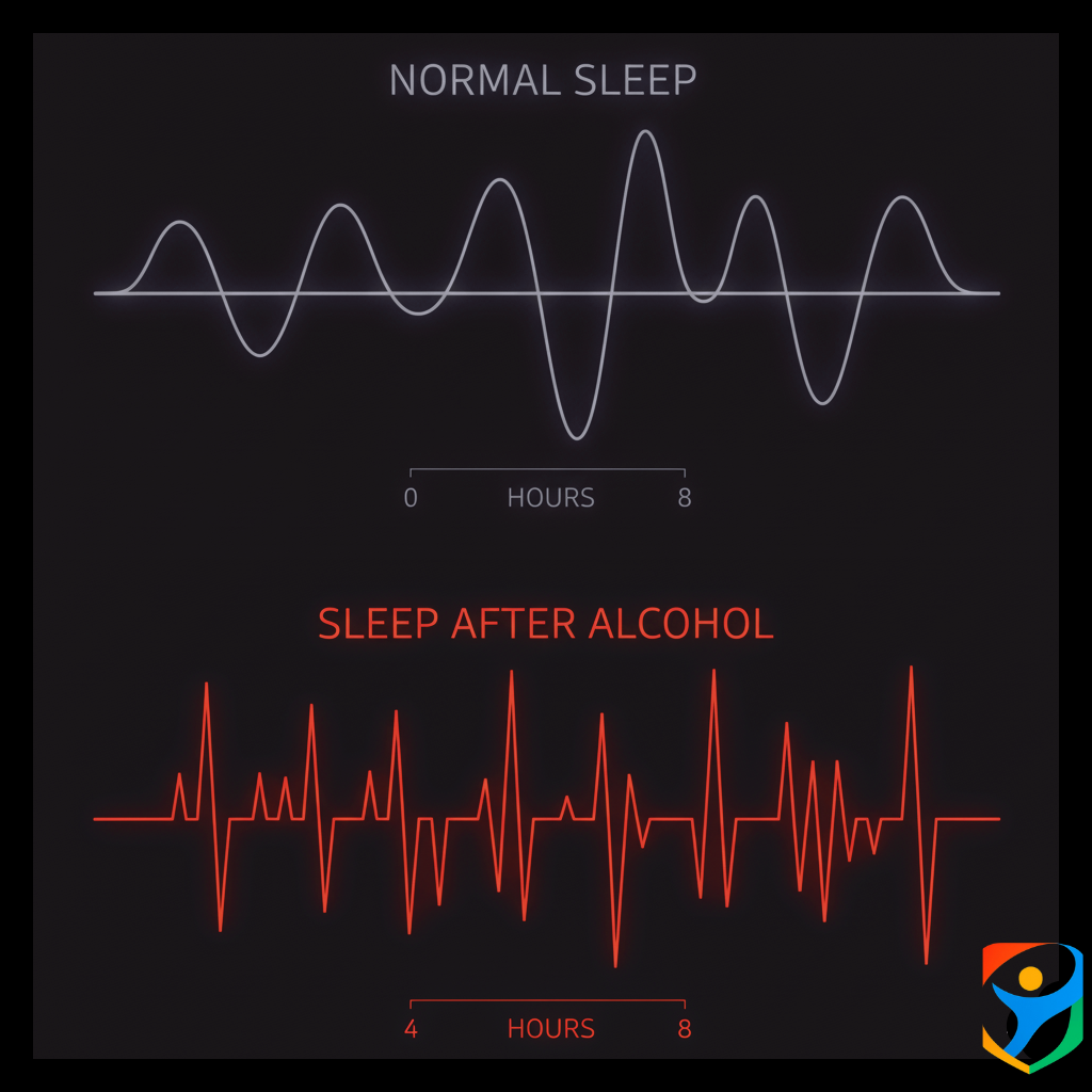 A scientific infographic comparing healthy, plump skin cells to alcohol-damaged cells that are shrunken and show collagen loss. Labels clearly point to "Dehydration" and "Acetaldehyde Damage" to illustrate the aging process.