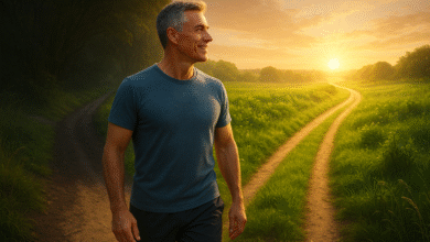 A vibrant, healthy man in his 50s confidently looking towards a bright future, representing the promise of the midlife man's blueprint for optimal health.